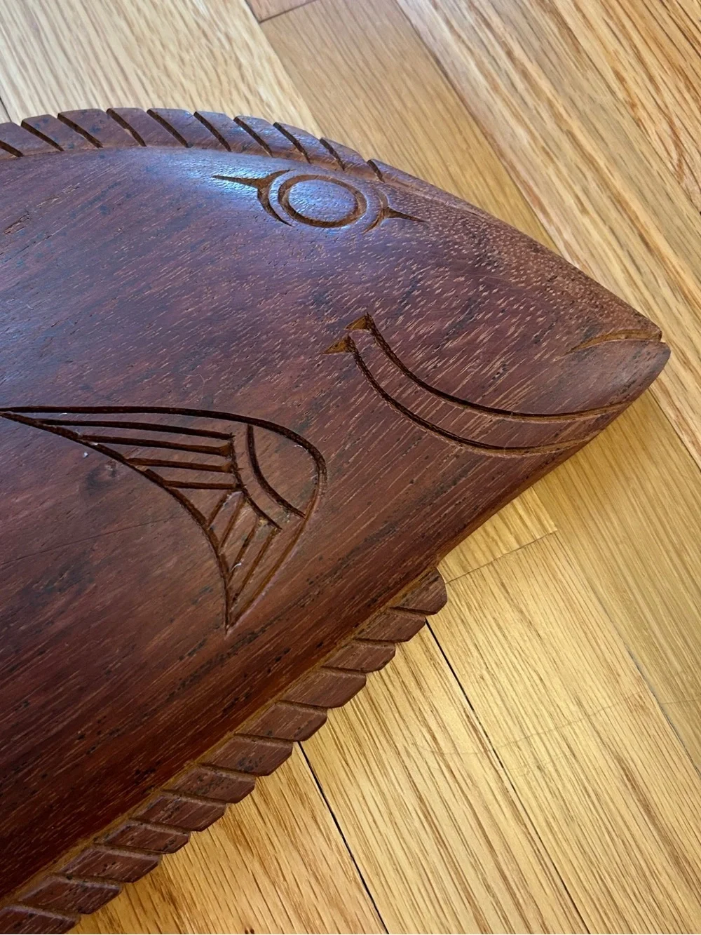 Vintage Wood Hand Carved Fish Bowl Platter